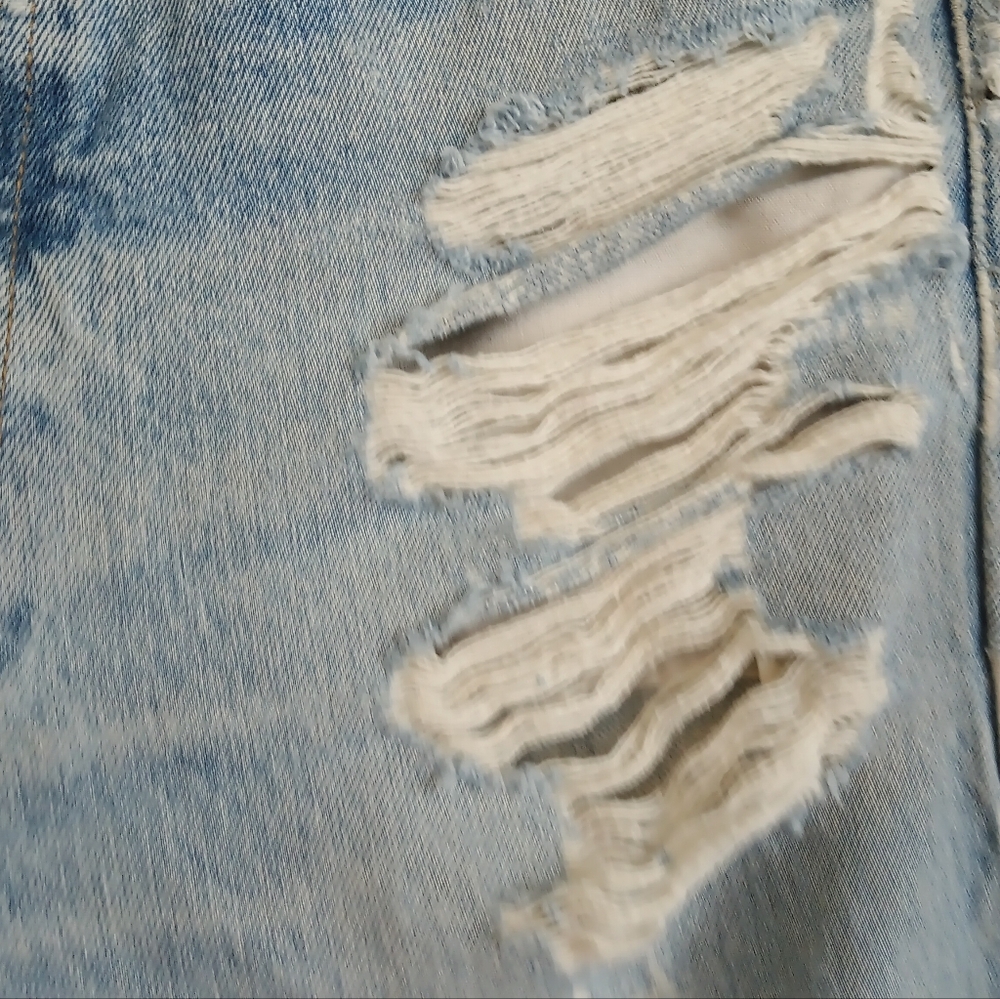 Levi Strauss Ripped Straight Leg Jeans Light Wash Denim Distressed Grunge Punk - Picture 7 of 12